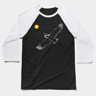 Egret Flying and Sun Baseball T-Shirt